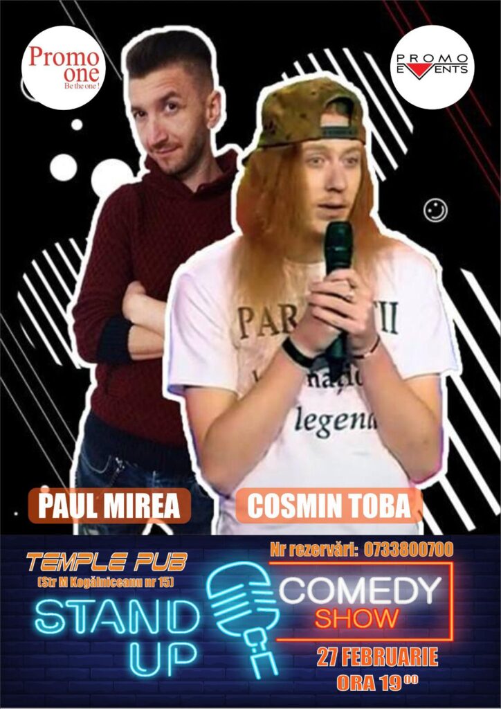 Afis Stand Up Comedy @ Temple Pub - 27 februarie 2022